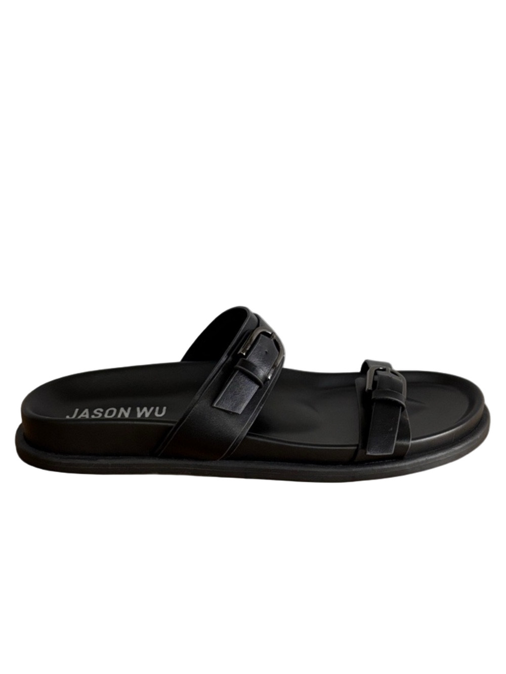 Jason Wu Rhonda Black Double Strap NWT Sandals Minimalist Chic Slides Size 8.5